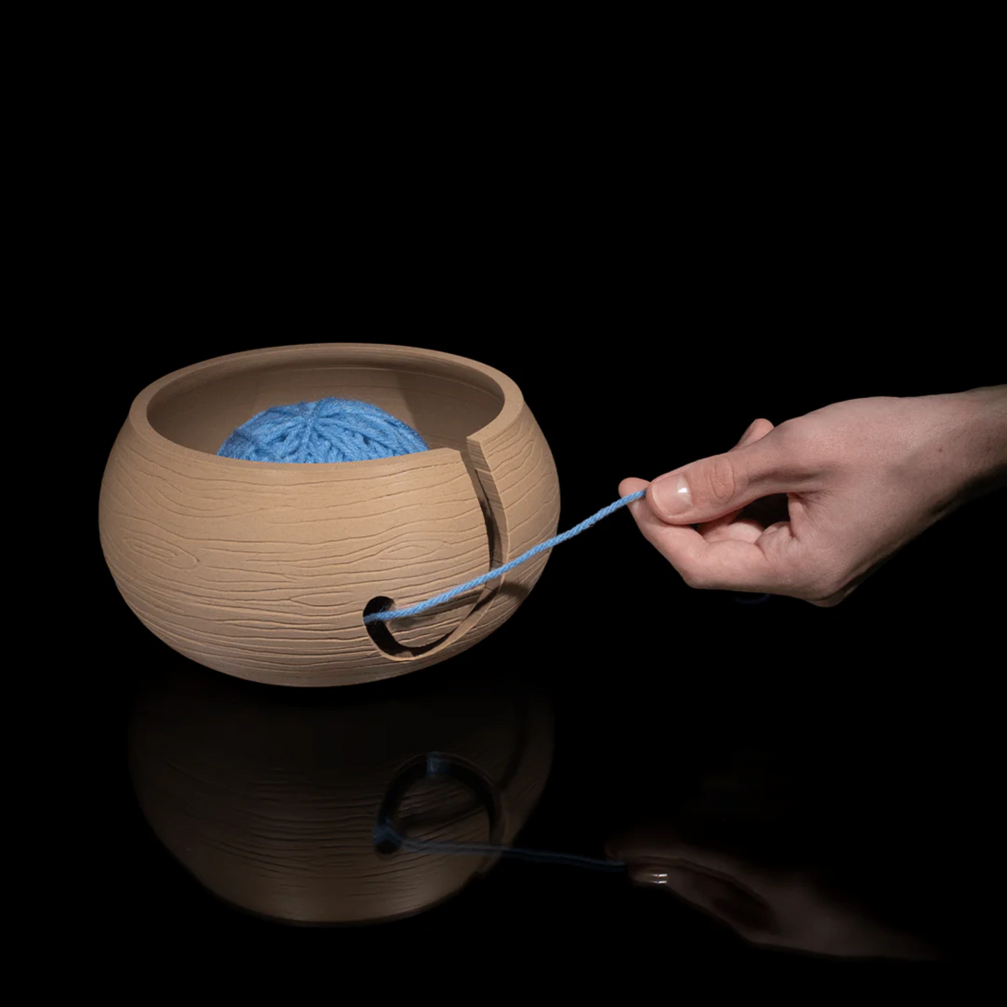 Wooden Look Yarn Bowl