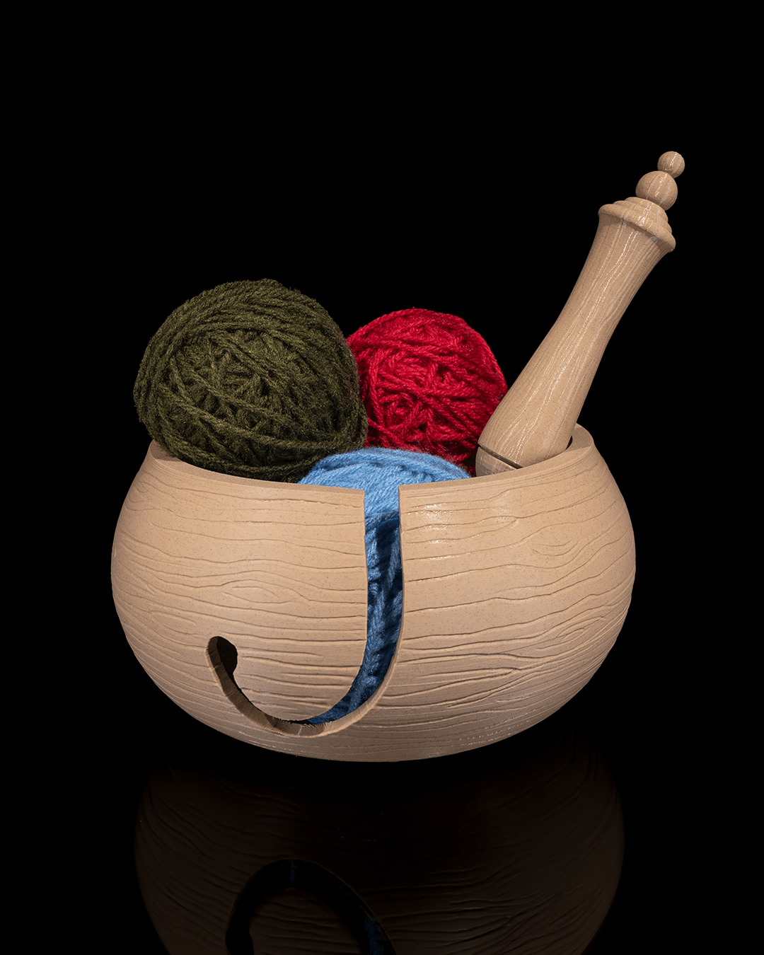 Wooden Look Yarn Bowl