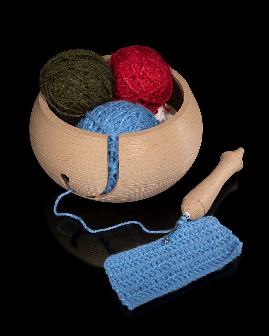 Wooden Look Yarn Bowl
