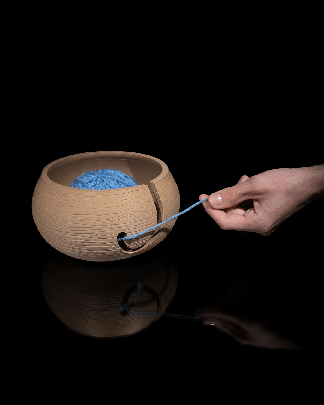 Wooden Look Yarn Bowl