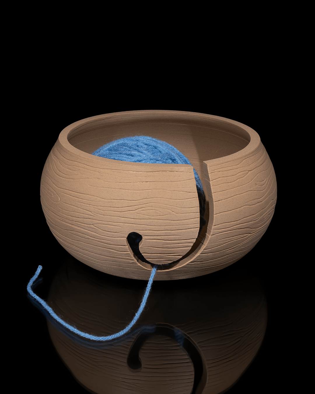 Wooden Look Yarn Bowl